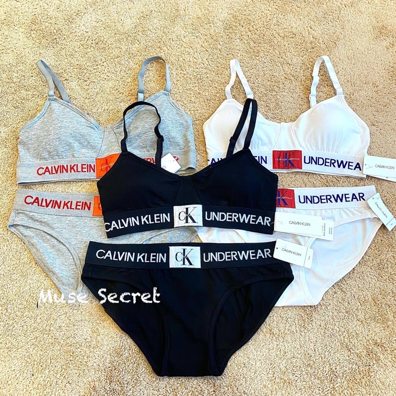 Set đồ lót CK Calvin Klein có mút - ck logo cotton cao cấp có viền chữ