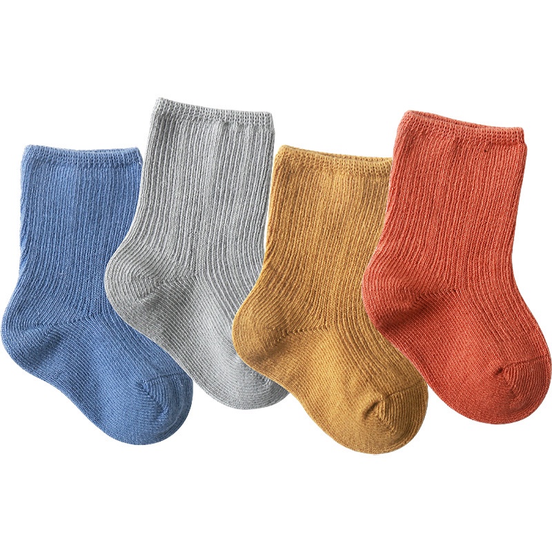 Set 3 Đôi Vớ Cotton Màu Sắc Đơn Giản Cho Bé Sơ Sinh