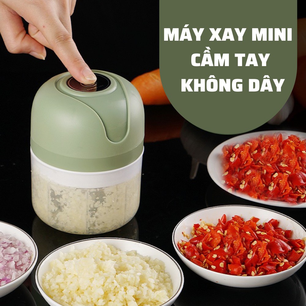 Máy xay tỏi ớt mini cầm tay, dụng cụ xay tỏi ớt mini dành cho gia đình - Movava