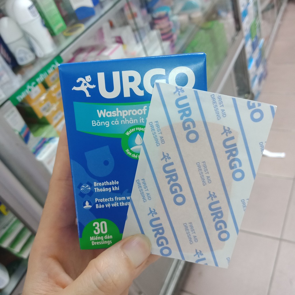 URGO Washproof Large băng cá nhân ít thấm nước hộp 30 miếng