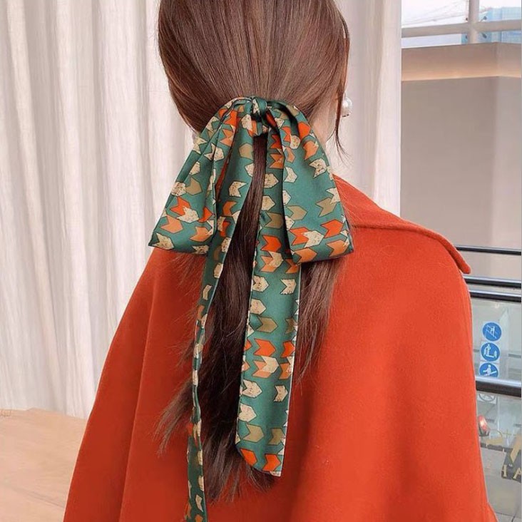 FREESHIP XTRA Dây ruy băng buộc tóc họa tiết CAO CẤP thiết kế kiểu khăn choàng cổ phong cách Hàn Quốc