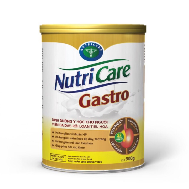 Sữa bột Nutricare Gastro dinh dưỡng y học cho người viêm dạ dày, rối loạn tiêu hoá (900g)