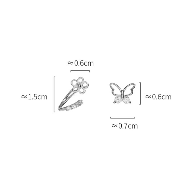 Bông Tai Bạc S925 Butterfly Flower Trẻ Trung Cá Tính | Khuyên Tai Nữ Trang Sức Bạc 925