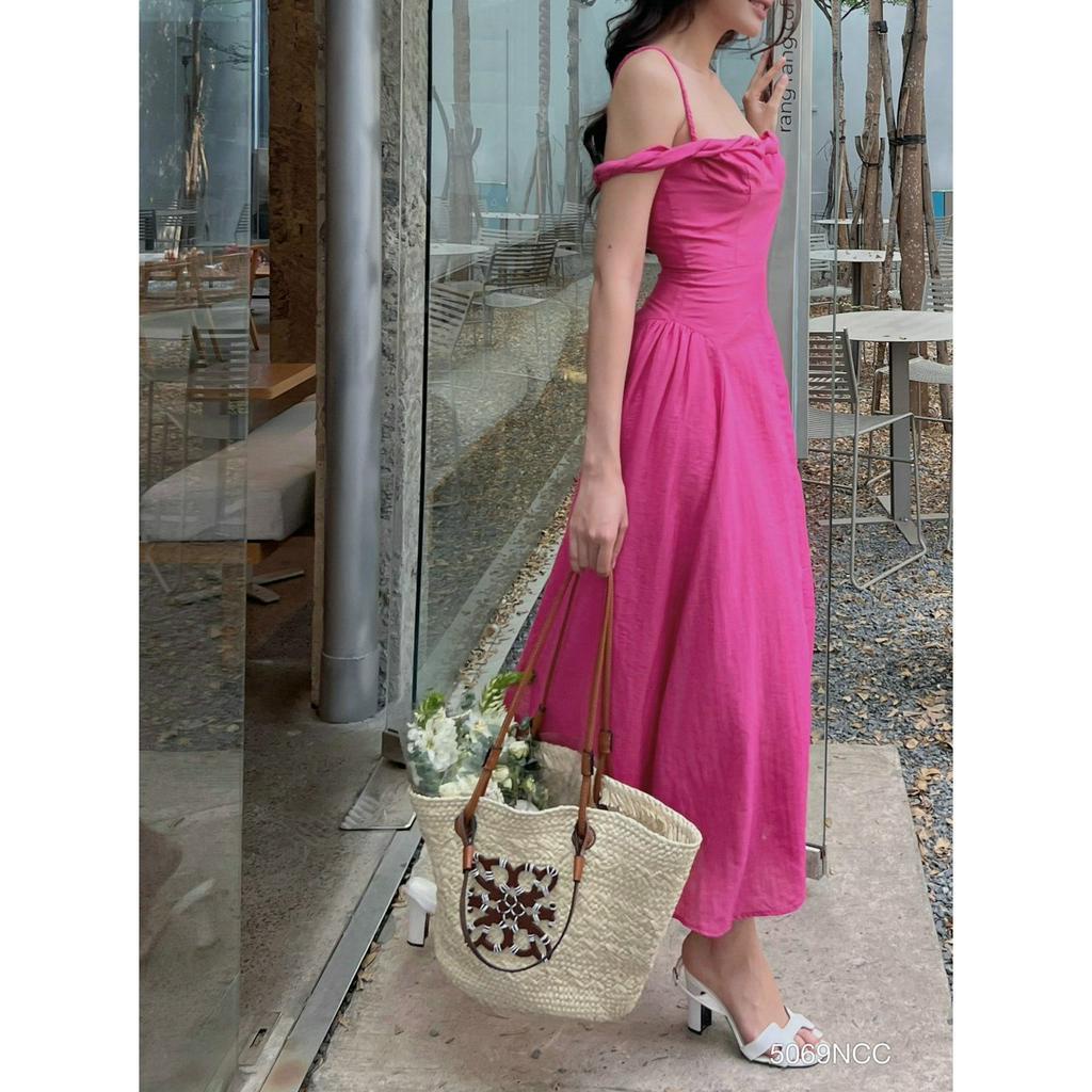 Đầm dài trễ vai xòe dây xoắn 5069 - Đầm nữ thời trang