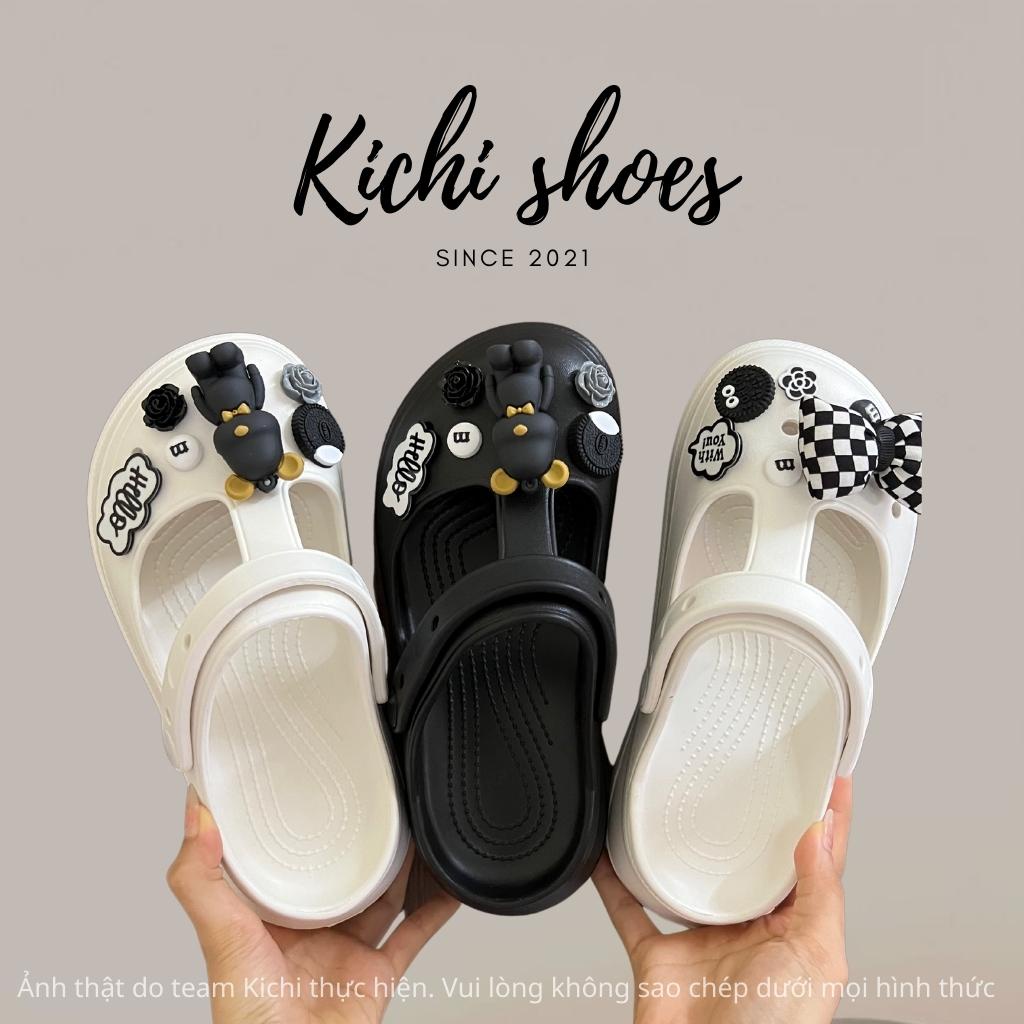 Dép crocs búp bê nữ quai ngang đế cao phụ kiện Toy Storys Kaws phong cách ulzzang - Kichi Shoes
