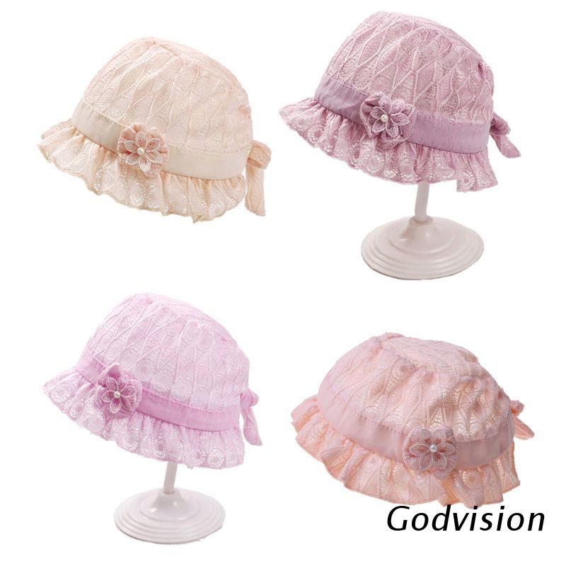 Mũ cotton ren che nắng phong cách công chúa cho bé gái