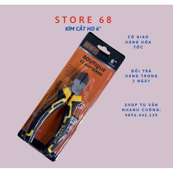 Kìm cắt điện HD số 6, Cầm chắc tay, lực cắt mạnh, sắt bén