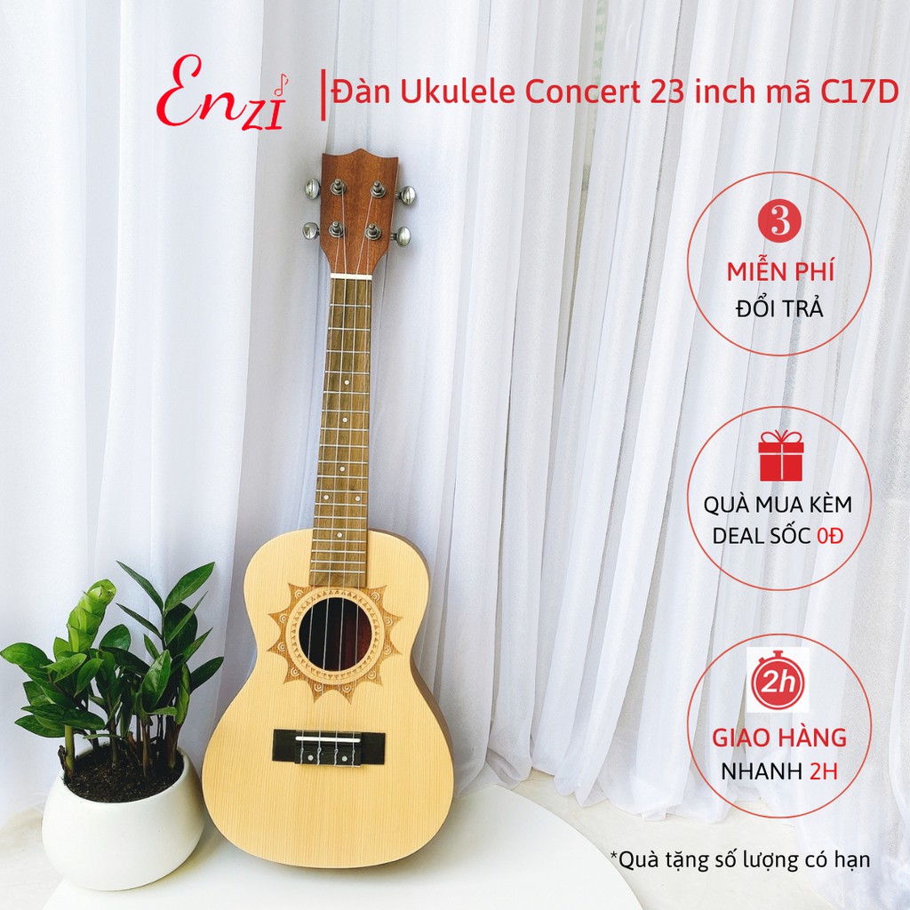 Đàn ukulele concert Enzi C7D size 23 inch giá rẻ chất lượng, khóa đúc cao cấp