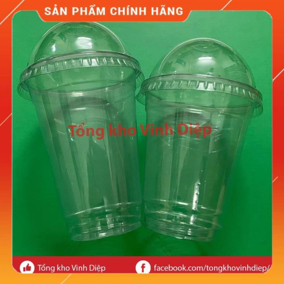 50 cốc nhựa, ly nhựa PET nắp cầu đựng trà sữa, nước giải khát 400ml 500ml