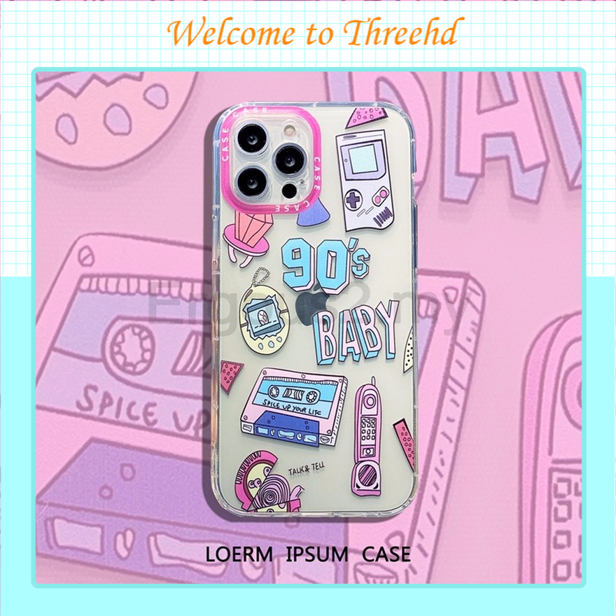 Ready Stock Ốp Samsung A02 A02S A12 A42 A32 A52 A72 5G A51 A71 S21 Ultra Plus S20 FE Note 20 Ultra S20 S10 S9 Plus S10 Lite Note 10 Lite Fashion Pink Cartoon Transparent Phone Case Silicone Clear Soft TPU 90's Shockproof Protective Back Cover