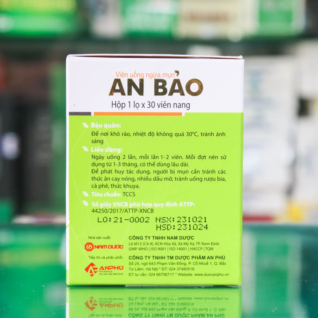 Viên uống ngừa mụn An Bảo, sạch mụn, chống thâm, mờ sẹo