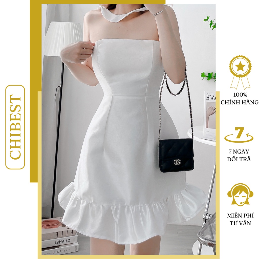 Đầm tapta cup ngực line bèo nơ lưng phong cách sang chảnh CHIBEST HDB817