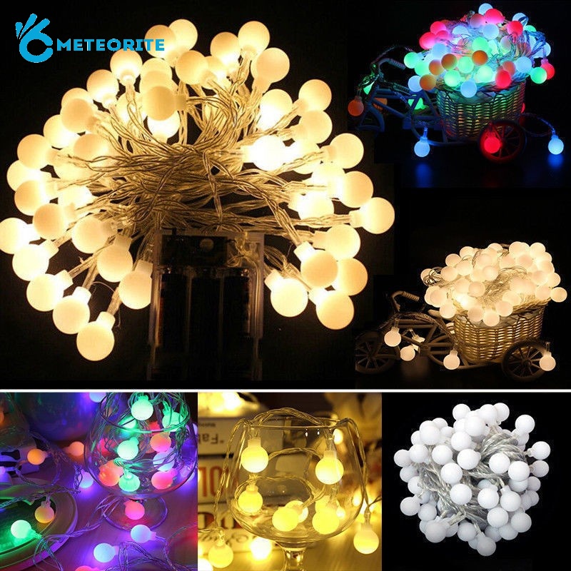Dây Đèn Led 4 Kích Cỡ Hình Quả Bóng Nhỏ Bằng Dây Đồng Kèm Hộp Pin Trang Trí Tiệc Cưới / Giáng Sinh