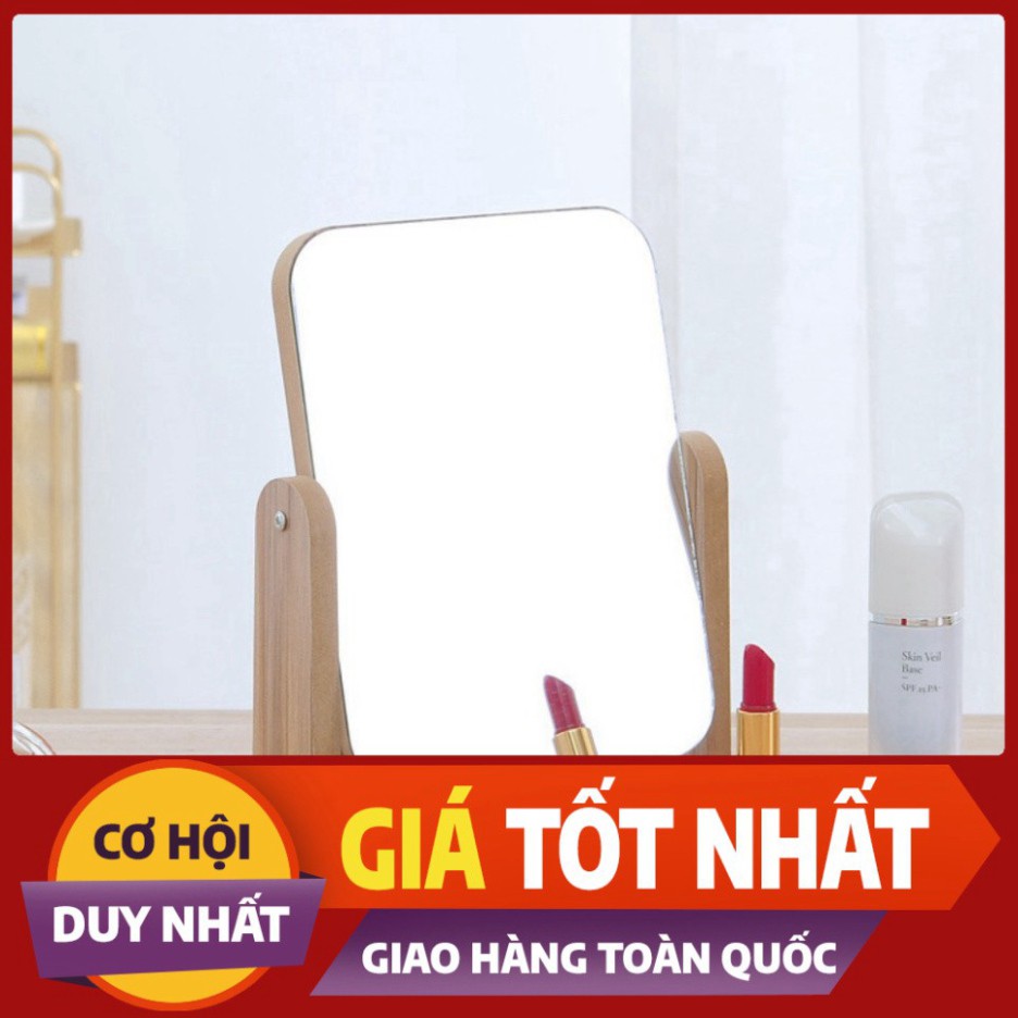 Gương để bàn trang điểm khung gỗ xoay 360 độ trang trí phòng - vintage decor size lớn [DECORBYME]