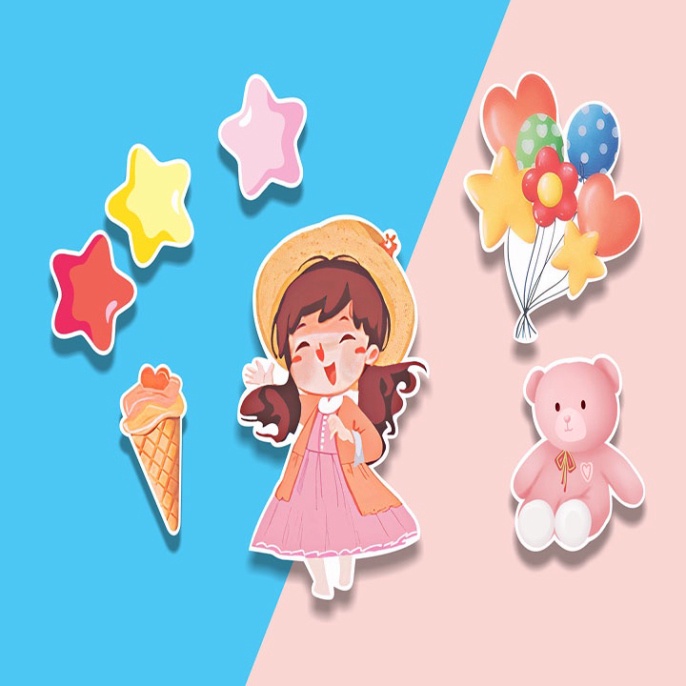 phụ kiện bánh kem [FREESHIP❤️] set cắm bé trai,bé gái bóng bay