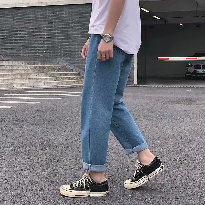 Quần jeans dài lưng cao dáng rộng thiết kế mới cho nam