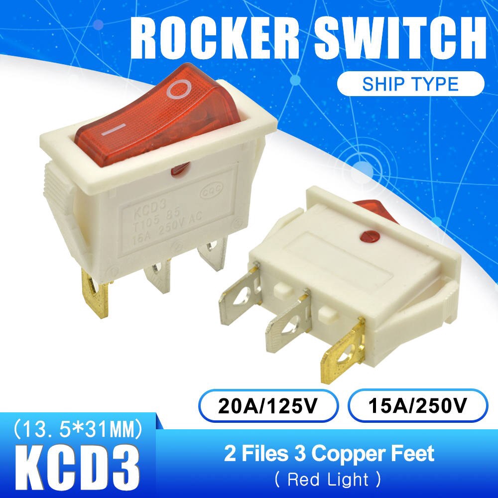 Set 5 Công Tắc Bật Tắt Kcd3 2 Vị Trí 15a / 16a / 20a 125v / 250v On-Off On-Off-On 2 Vị Trí 3 Vị2Pin 3pin | BigBuy360 - bigbuy360.vn
