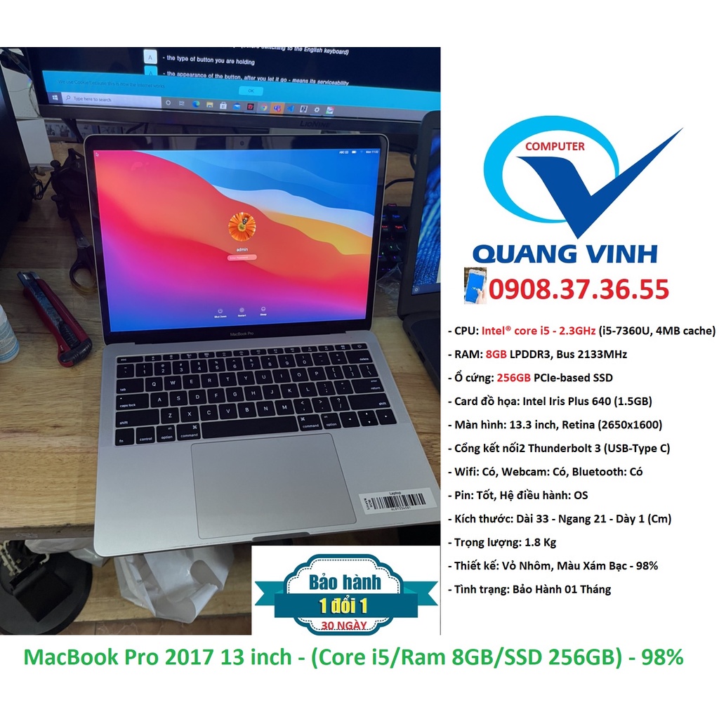 [HCM]Laptop MacBook Pro 2017/ Core i5 -7360/ Ram 8GB/ SSD 256GB/ Lcd 13inch (Mới 98%) | BigBuy360 - bigbuy360.vn