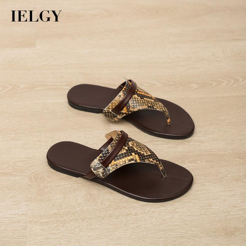 Dép đế bằng IELGY họa tiết da rắn thời trang cho nữ