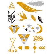 Hình xăm vàng bạc ánh kim, golden hoa văn dán tay, chân tham gia đi lễ hội, rave, music festival biển