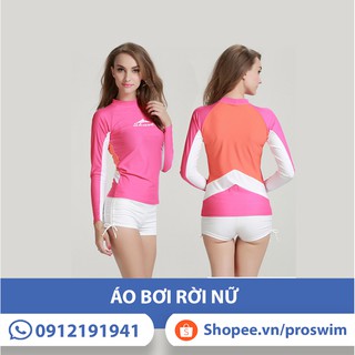Bộ Quần+Áo Bơi Dài Tay Nữ Sbart 923 Hồng Lưng Cam Tay Trắng+Quần Đùi Trắng