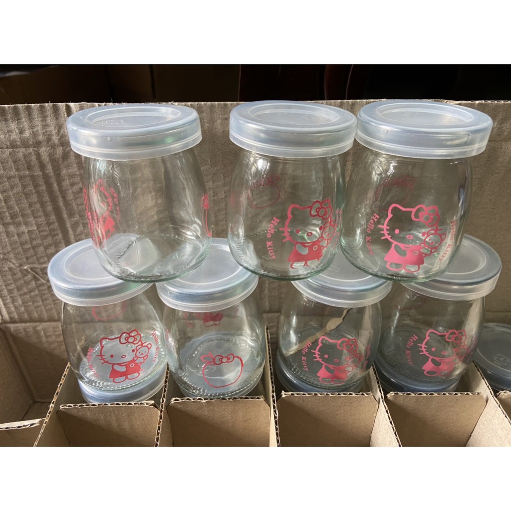 Combo 12 Hũ Thủy Tinh yaourt 100ml in hình thú nắp nhựa | BigBuy360 - bigbuy360.vn