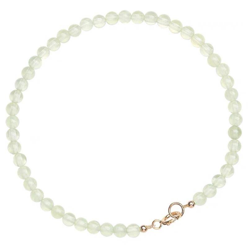 Vòng Tay Chuỗi Hạt Đá Tự Nhiên Màu Xanh Lá Cây Prehnite Đơn Giản Dễ Phối Đồ Thời Trang Cho Bạn Gái