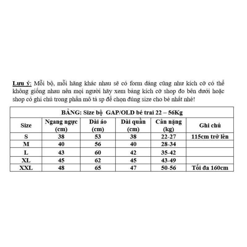 Bộ bé trai size đại cho bé từ 6 tuổi 22kg tới 14 tuổi 56kg