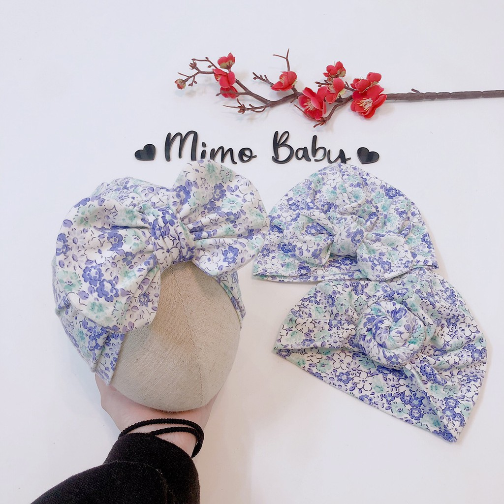 Mũ turban bé gái (4-8kg) - Chủ đề hoa nhí