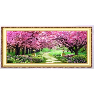 Tranh đính đá rừng cây màu tím khô lớn (2mx95cm