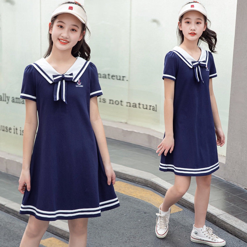 Đầm Bé Gái 12-13 - 15 Tuổi Phong Cách Preppy Thời Trang Mùa Hè 2022 Mới