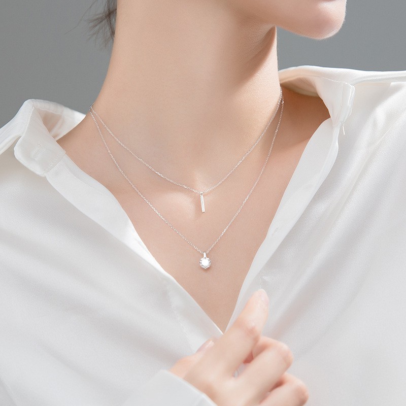 Dây chuyền bạc Ý s925 hai lớp sang trọng,quý phái D7493 - AROCH Jewelry