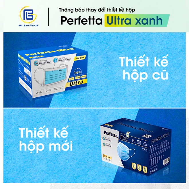 Khẩu trang y tế 4 lớp Perfetta Ultra Xanh (35 Cái/Hộp)