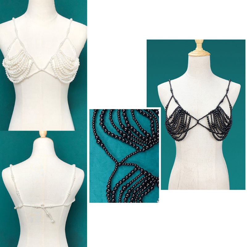 Dây Đeo Cơ Thể / Bikini Đính Hạt Ngọc Trai Giả Thủ Công Có Thể Điều Chỉnh Cho Nữ