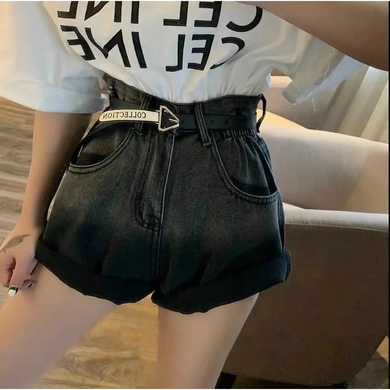 Quần short bò loang kèm đai V95