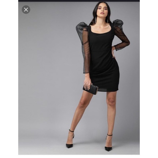 Đầm body công sở LOFT auth tuồn VNXK đầm body vải umi hai tay voan bồng organza xuất khẩu dư xịn
