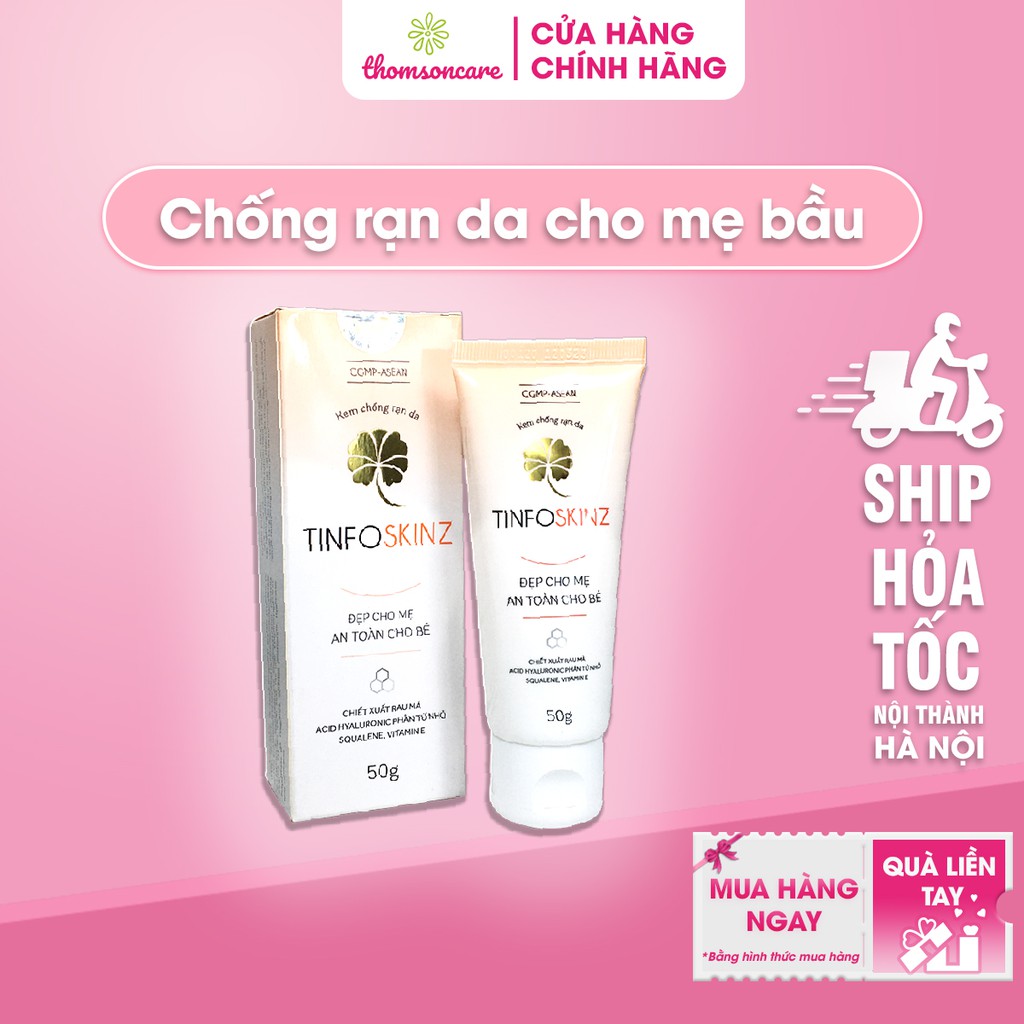 Kem chống rạn da cho bà bầu TinfoskinZ ở bụng, mông, bắp tay, đùi, giảm chảy xệ da sau sinh giúp da mềm mịn căng mọng