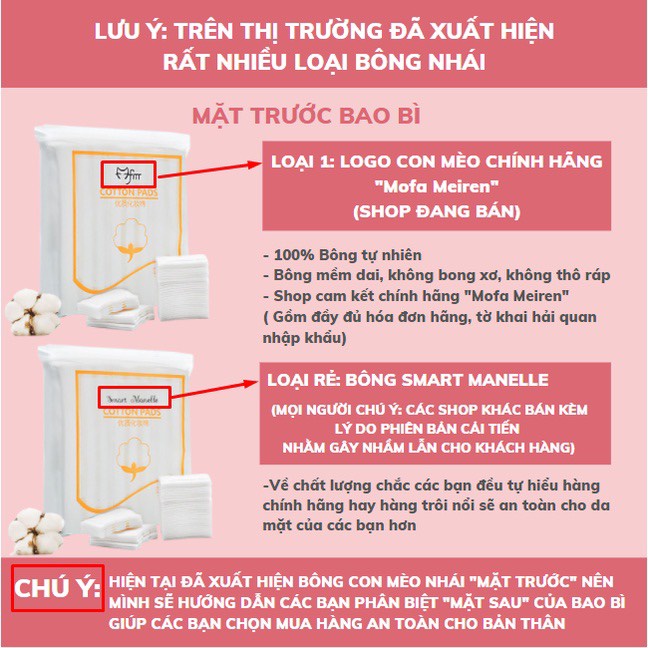 Bông tẩy trang Mèo 3 lớp Cotton Pads Túi 222 miếng