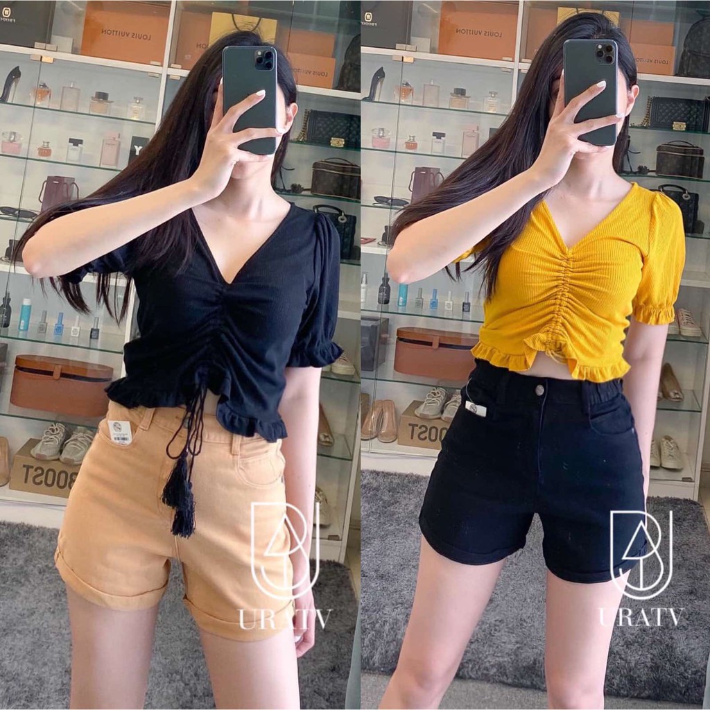 [FREESHIP - ẢNH CHÍNH CHỦ] Áo gân line bèo dây rút F21