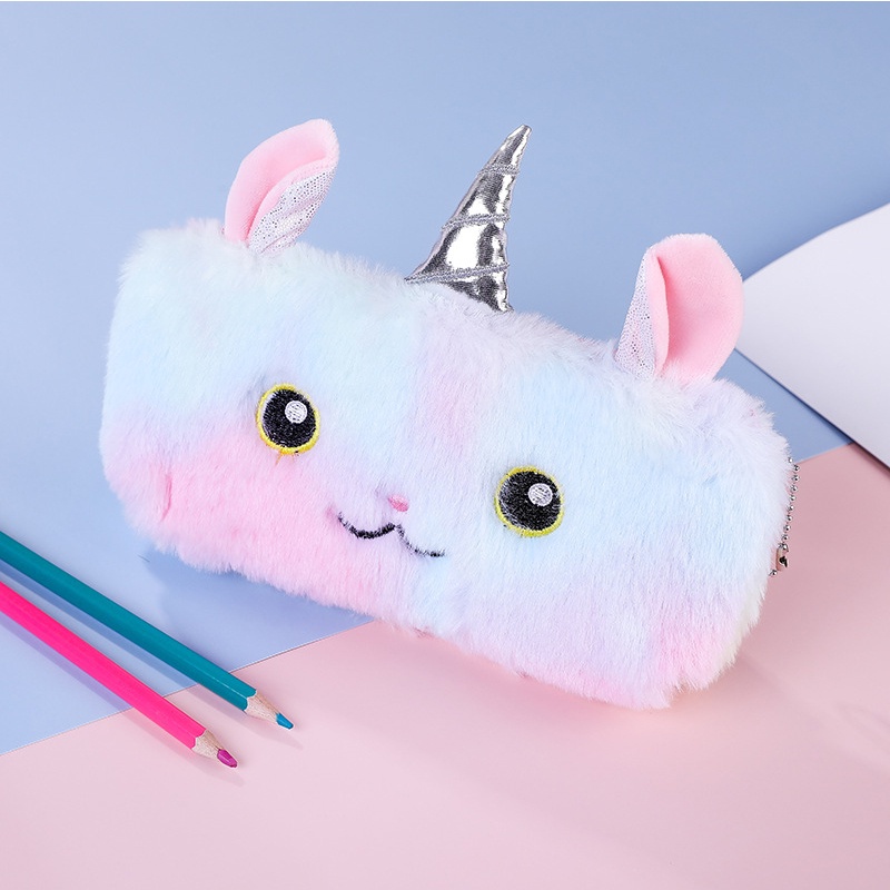 Túi Đựng Bút Bằng Lông Nhung Mềm Mại Dễ Thương Sắp Xếp Gọn Gàng Cho Bé