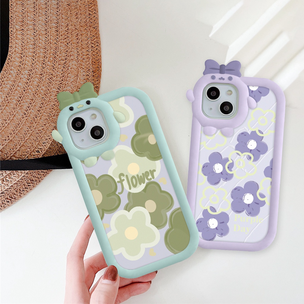 Ốp lưng iphone nơ camera hình vuông hoa xanh tím 6/6splus/7/7plus/8/8plus/x/xs/11/12/13/pro/max/plus/promax-Awifi B5-12