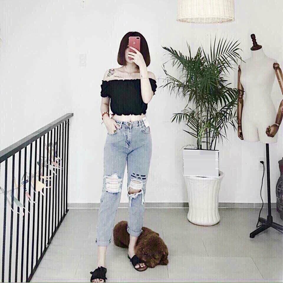 quần jean nữ IN CHỮ MAKE 521 TRƯỚC GỐI chất đẹp cao cấp 340sml