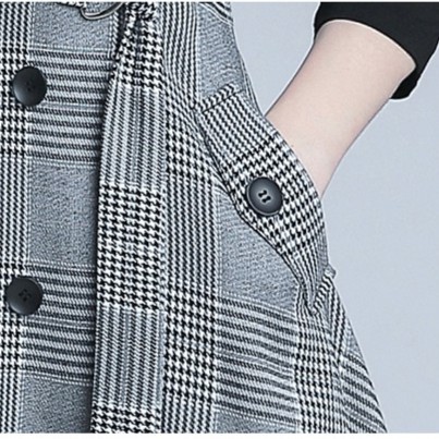 Women's Fashion High Quality Midi Paneled Check Dress With Belt | BigBuy360 - bigbuy360.vn