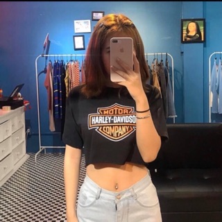 Áo thun croptop cổ tròn mẫu mới chữ motor