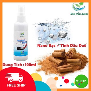 Xịt khử mùi hồi chân nano bạc hương quế tinh dầu xanh dung tính 100ml