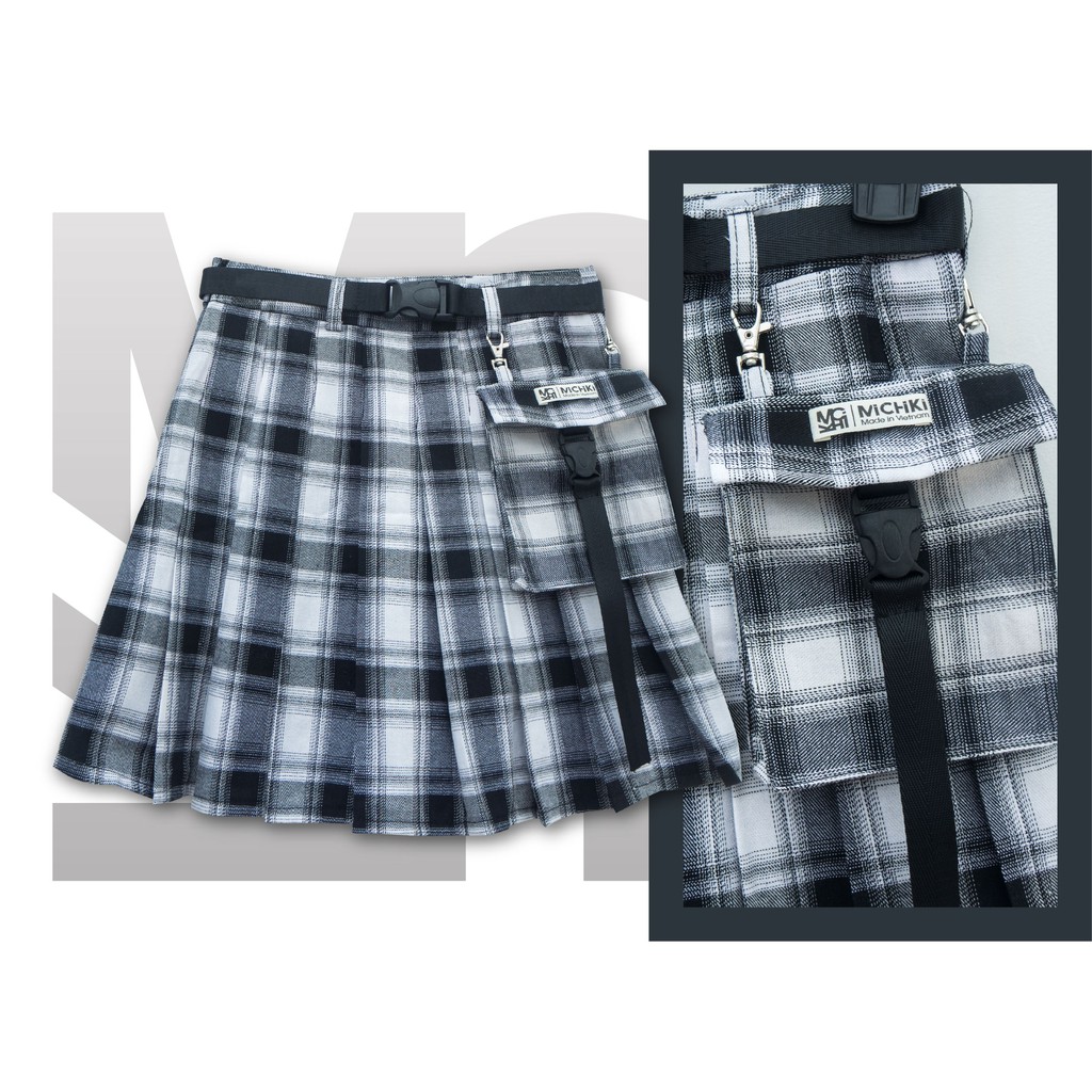 Chân váy xếp li ngắn Michiki - Váy nữ caro kèm túi vải hàng thiết kế cao cấp (S-XL) | BigBuy360 - bigbuy360.vn