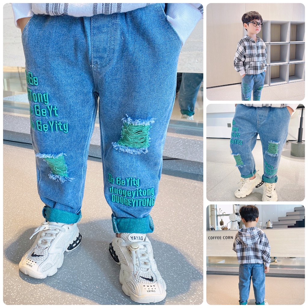 QJ38 Size90-130 (9-27kg) Quần Jean bé trai (quần dài vát cực đẹp) Thời trang trẻ Em hàng quảng châu