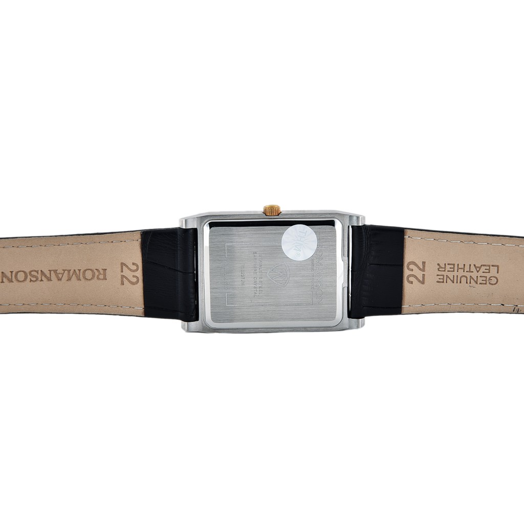Đồng hồ Romanson Men Watch TL3237JMCBK nam mặt nhỏ kính Sapphire chống xước máy Thụy Sĩ dây da cao cấp chính hãng