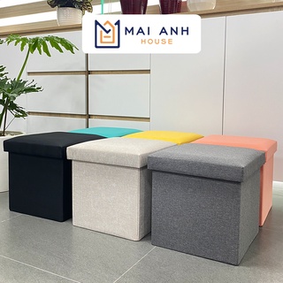 Hộp đựng đồ kiêm ghế ngồi đựng đồ đa năng, ghế 2 trong 1 có thể gấp gọn vừa để đồ vừa ngồi cứng cáp Mai Anh House