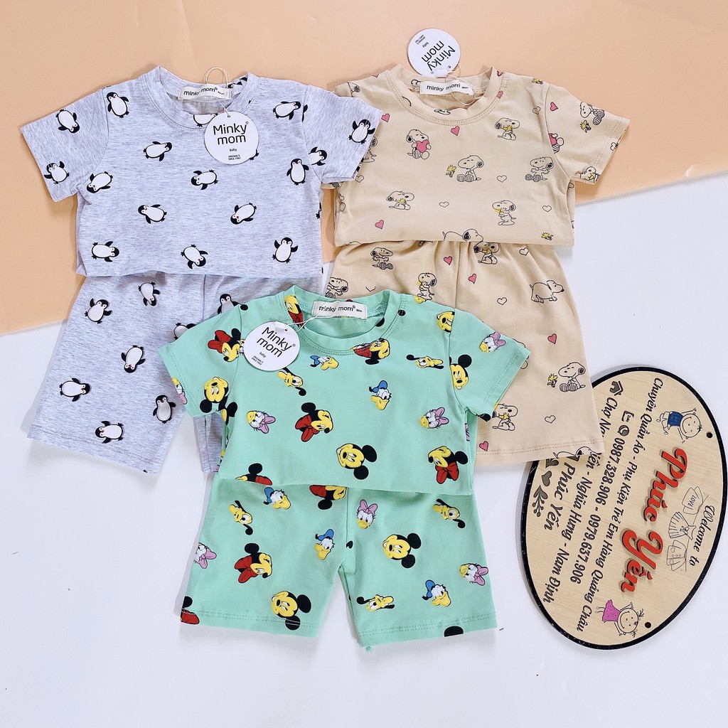 Sale !!! Bộ Cộc Cotton 100% Hàng Minky Mom Họa Tiết Động Vật Ghi-Cánh Cụt Cho Bé (Sz 8-18kg) (1465) Shop Phúc Yến